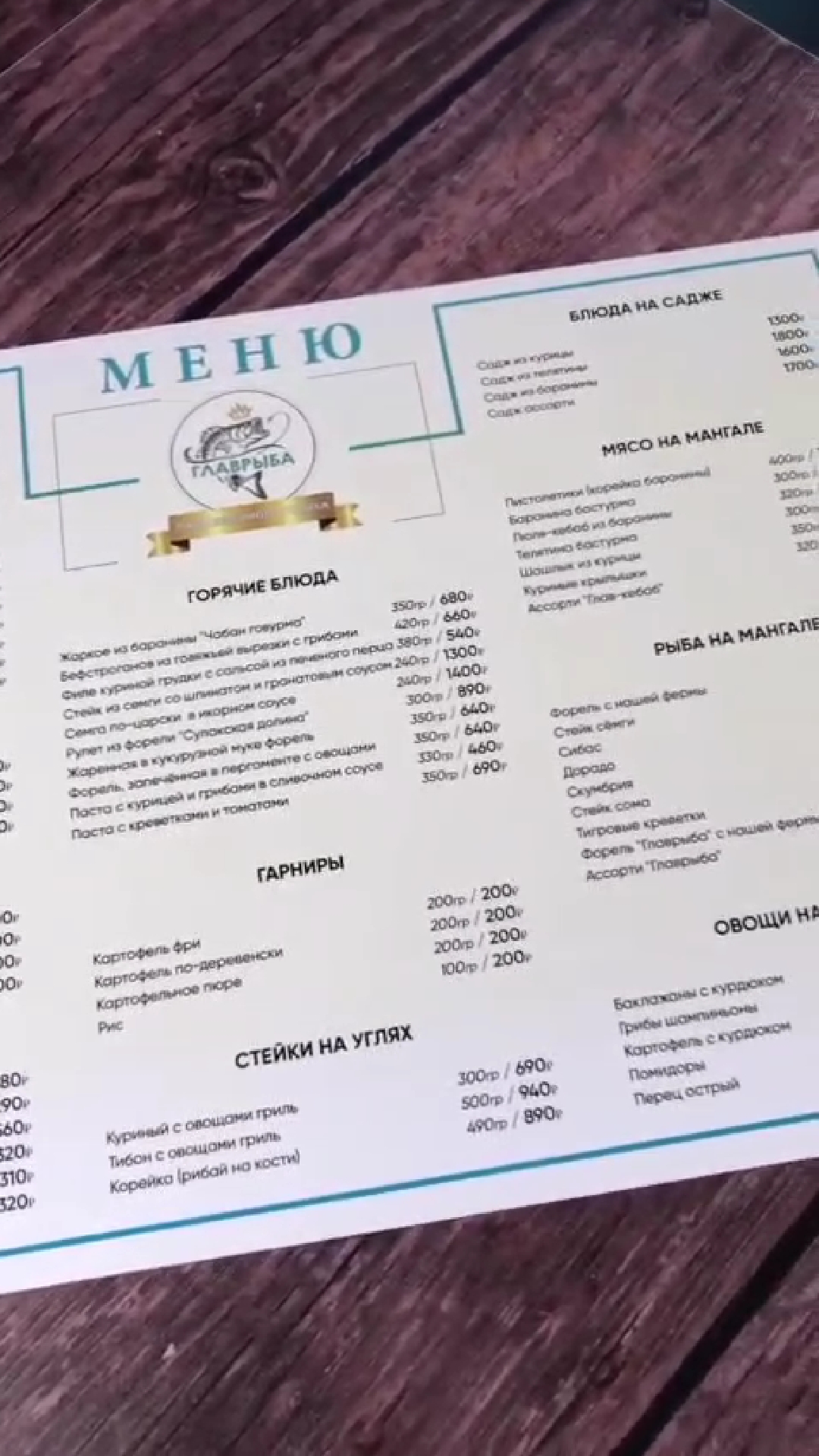 Меню для ресторанов и кафе
